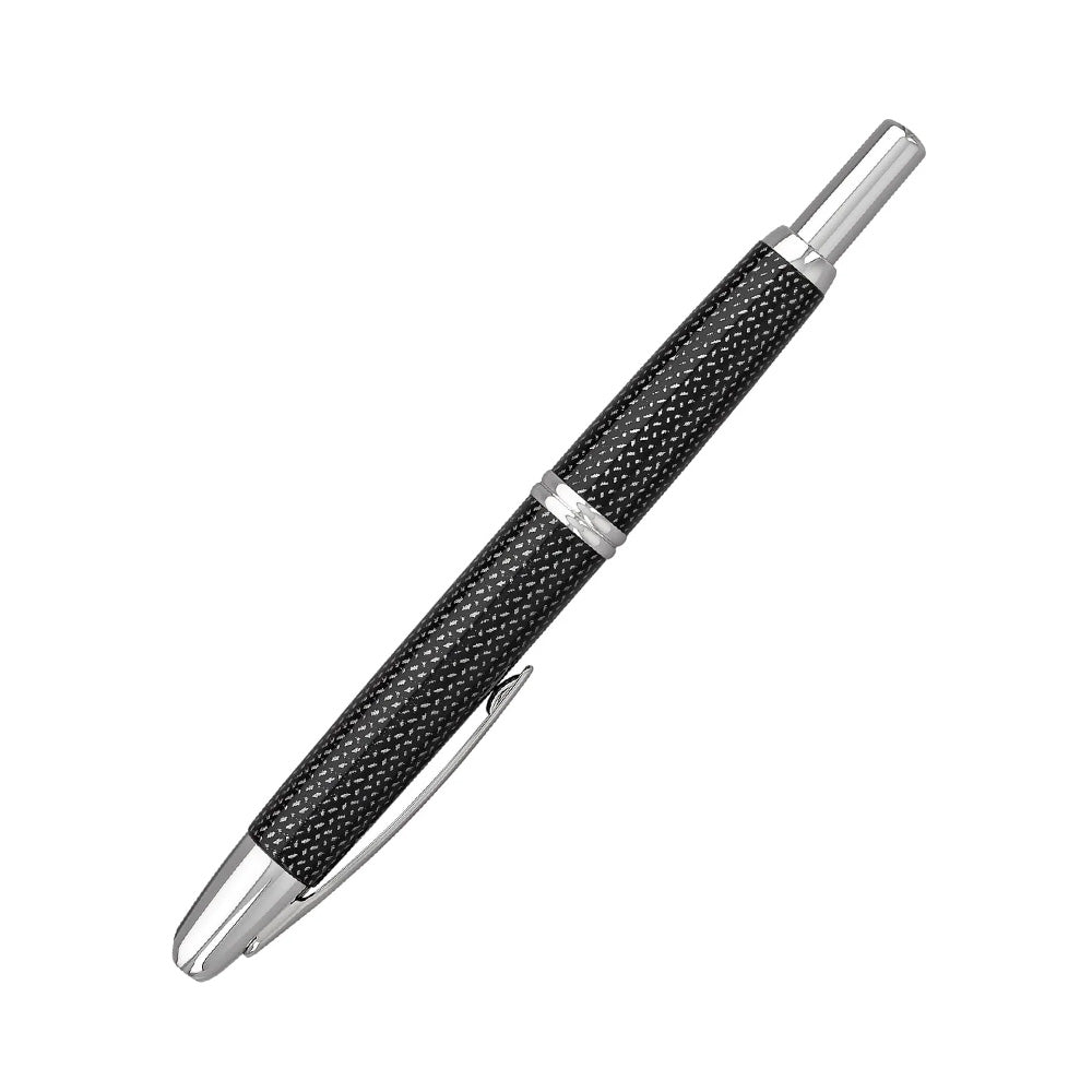 Pilot Capless Kasuri Black with Rhodium Trim Fountain Pen - 18Kt Rhodium Gold Broad Nib