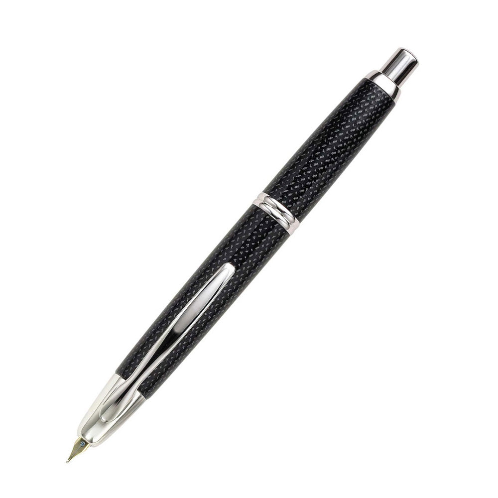 Pilot Capless Kasuri Black with Rhodium Trim Fountain Pen - 18Kt Rhodium Gold Broad Nib