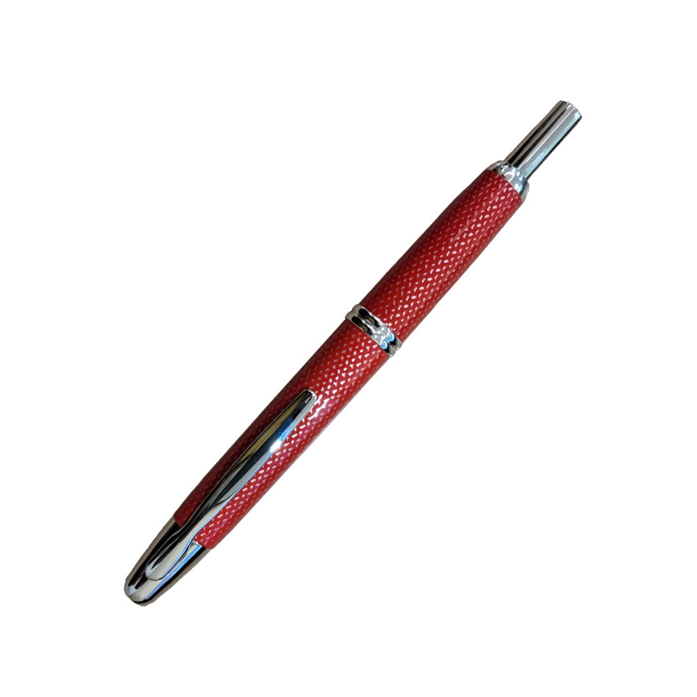 Pilot Capless Kasuri Red with Rhodium Trim Fountain Pen - 18Kt Rhodium Gold Medium Nib