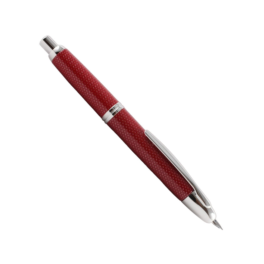 Pilot Capless Kasuri Red with Rhodium Trim Fountain Pen - 18Kt Rhodium Gold Fine Nib