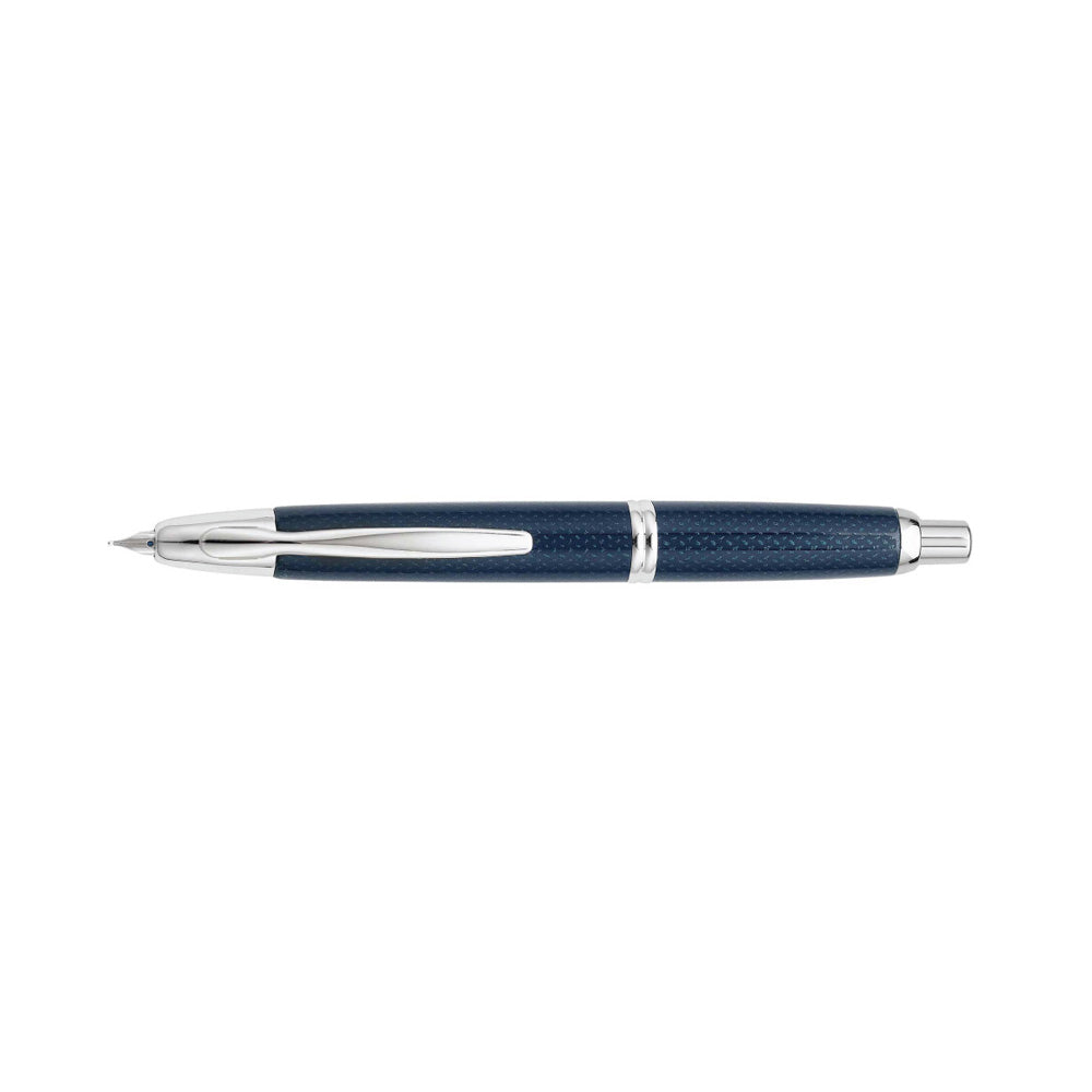 Pilot Capless Kasuri Blue with Rhodium Trim Fountain Pen - 18Kt Rhodium Gold Broad Nib