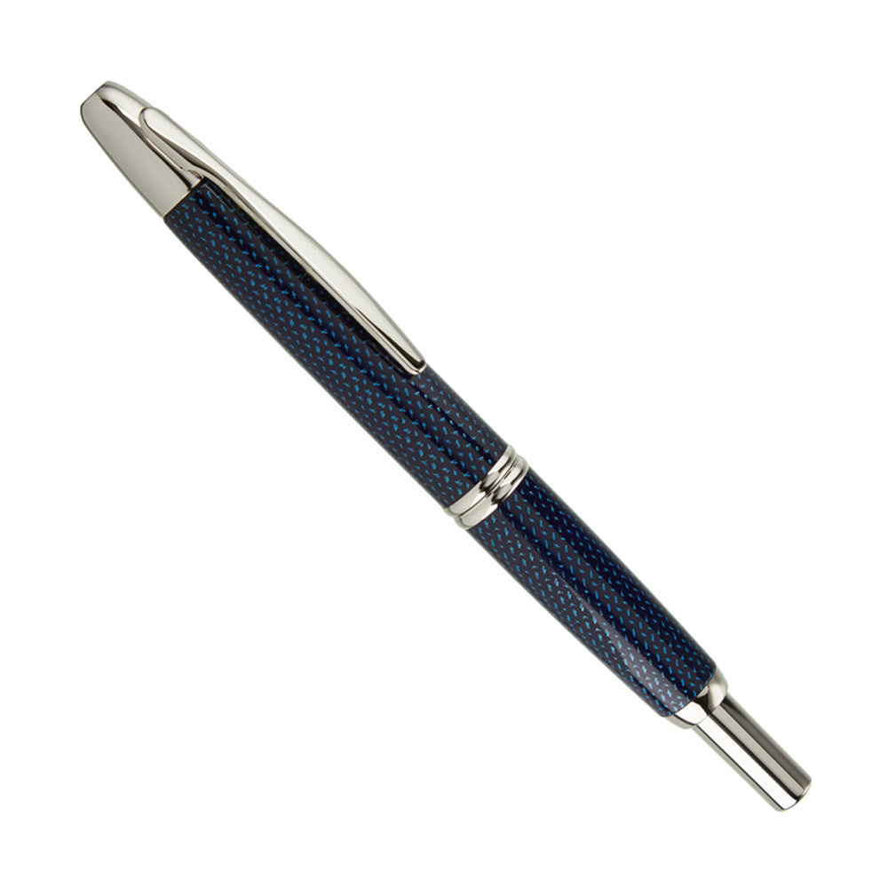 Pilot Capless Kasuri Blue with Rhodium Trim Fountain Pen - 18Kt Rhodium Gold Broad Nib