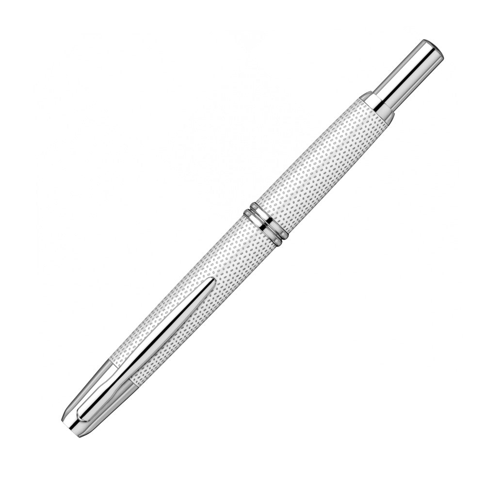 Pilot Capless Kasuri White with Rhodium Trim Fountain Pen - 18Kt Rhodium Gold Medium Nib