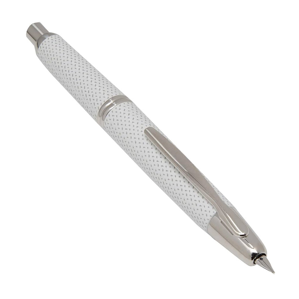 Pilot Capless Kasuri White with Rhodium Trim Fountain Pen - 18Kt Rhodium Gold Broad Nib