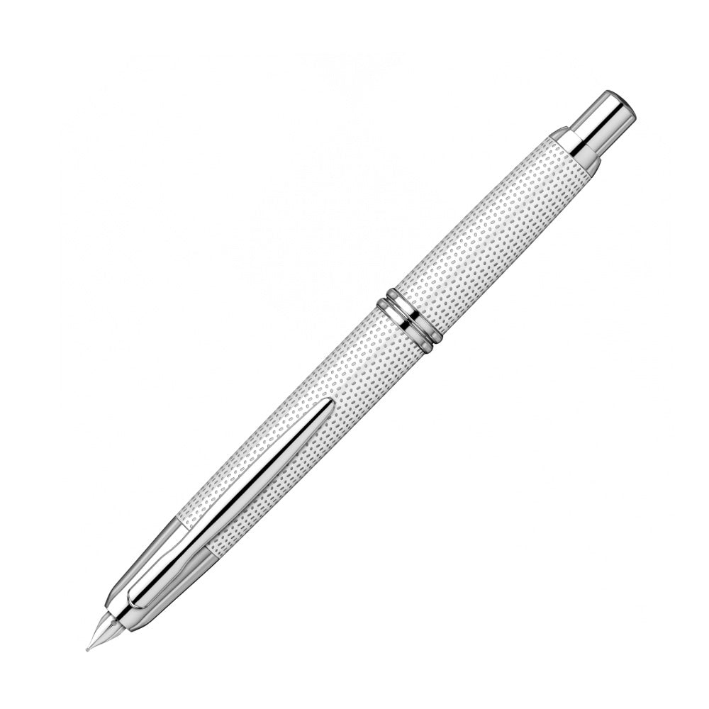 Pilot Capless Kasuri White with Rhodium Trim Fountain Pen - 18Kt Rhodium Gold Broad Nib