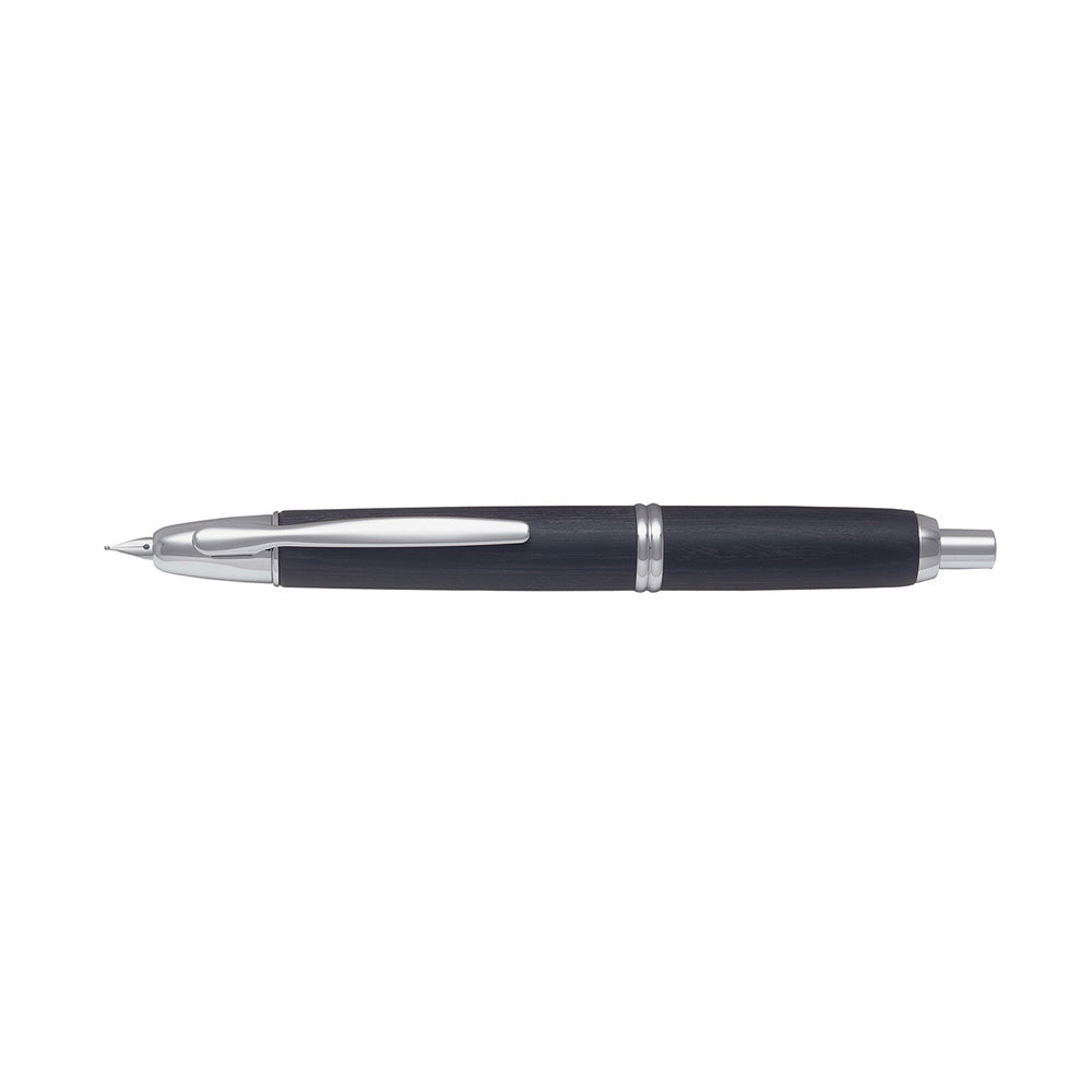 Pilot Capless Black Birch Wood RH Trim Fountain Pen - 18Kt Gold Rhodium-Plated Fine Nib
