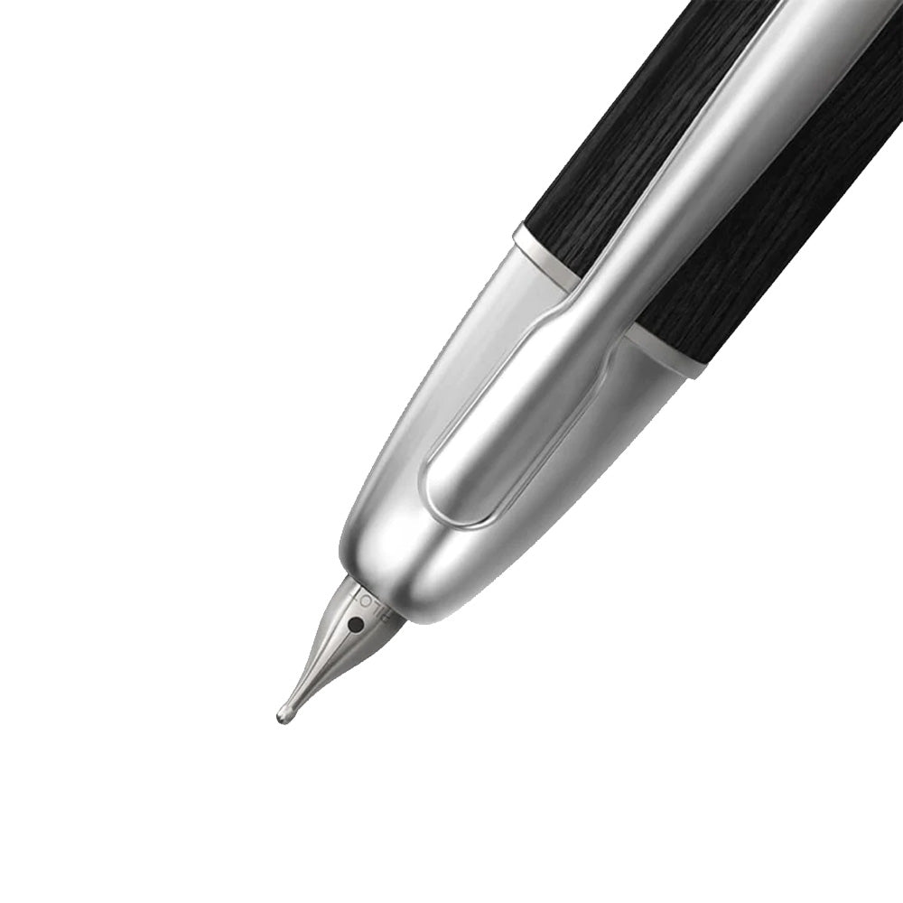 Pilot Capless Black Birch Wood RH Trim Fountain Pen - 18Kt Gold Rhodium-Plated Medium Nib