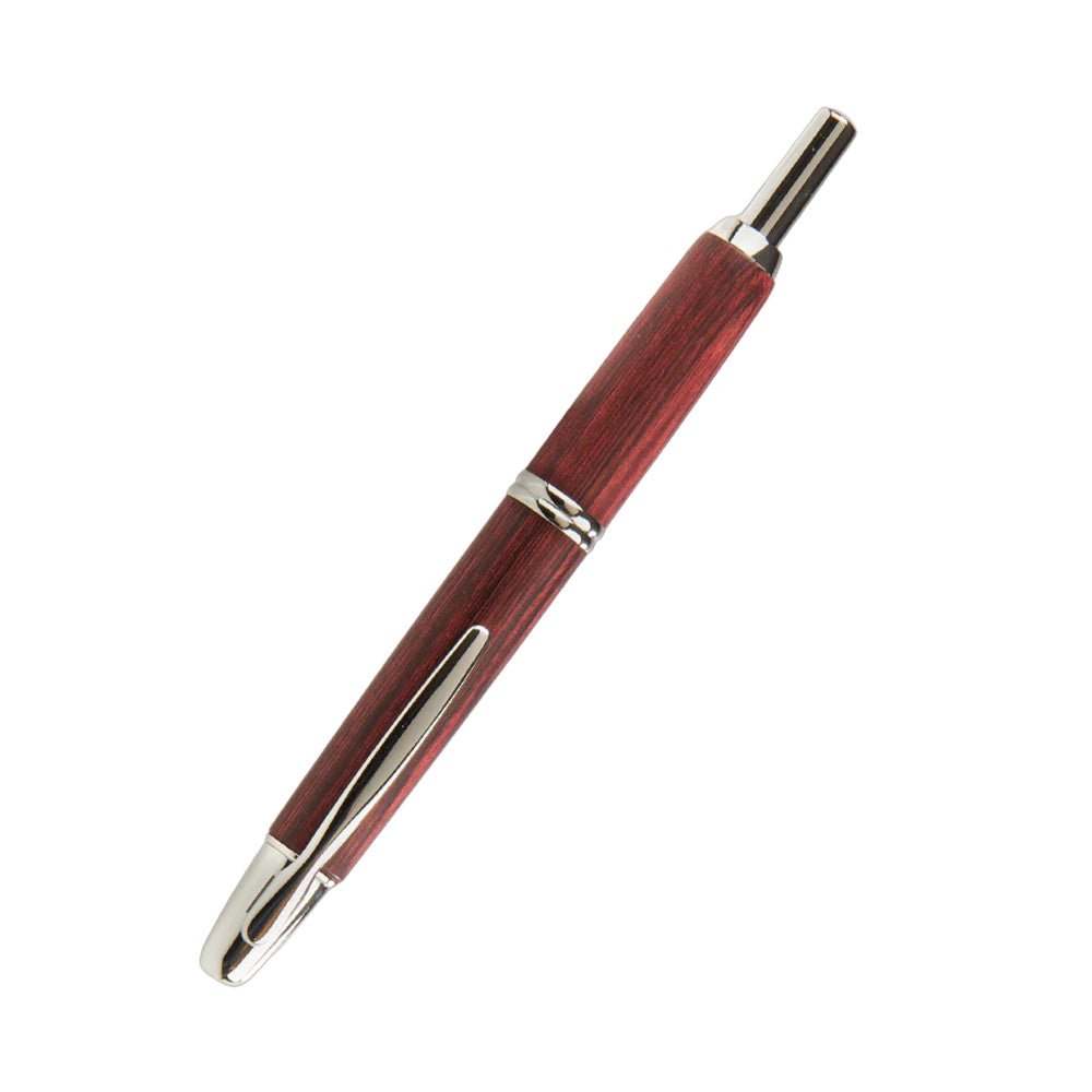 Pilot Capless Dark Red Birch Wood RH Trim Fountain Pen - 18Kt Gold Rhodium-Plated Broad Nib