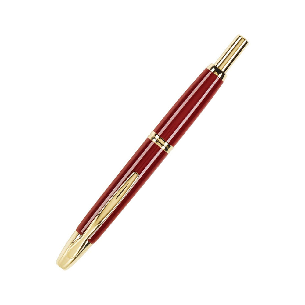 Pilot Capless Red with Gold Accent Fountain Pen - 18Kt Gold Broad Nib