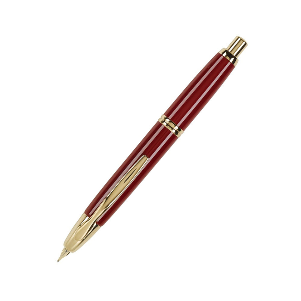 Pilot Capless Red with Gold Accent Fountain Pen - 18Kt Gold Broad Nib