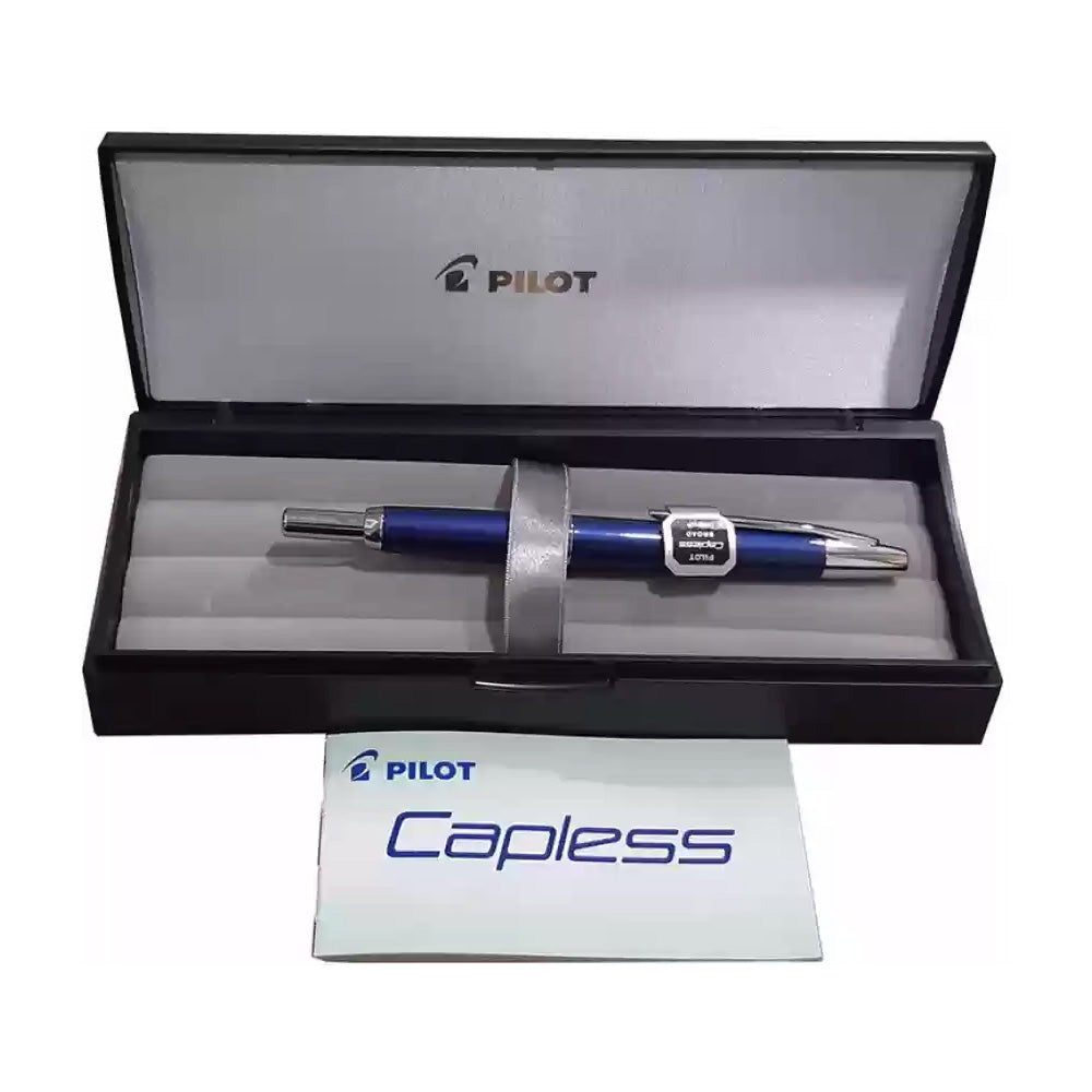 Pilot Capless Decimo Dark Blue CT Fountain Pen - 18Kt Gold Broad Nib