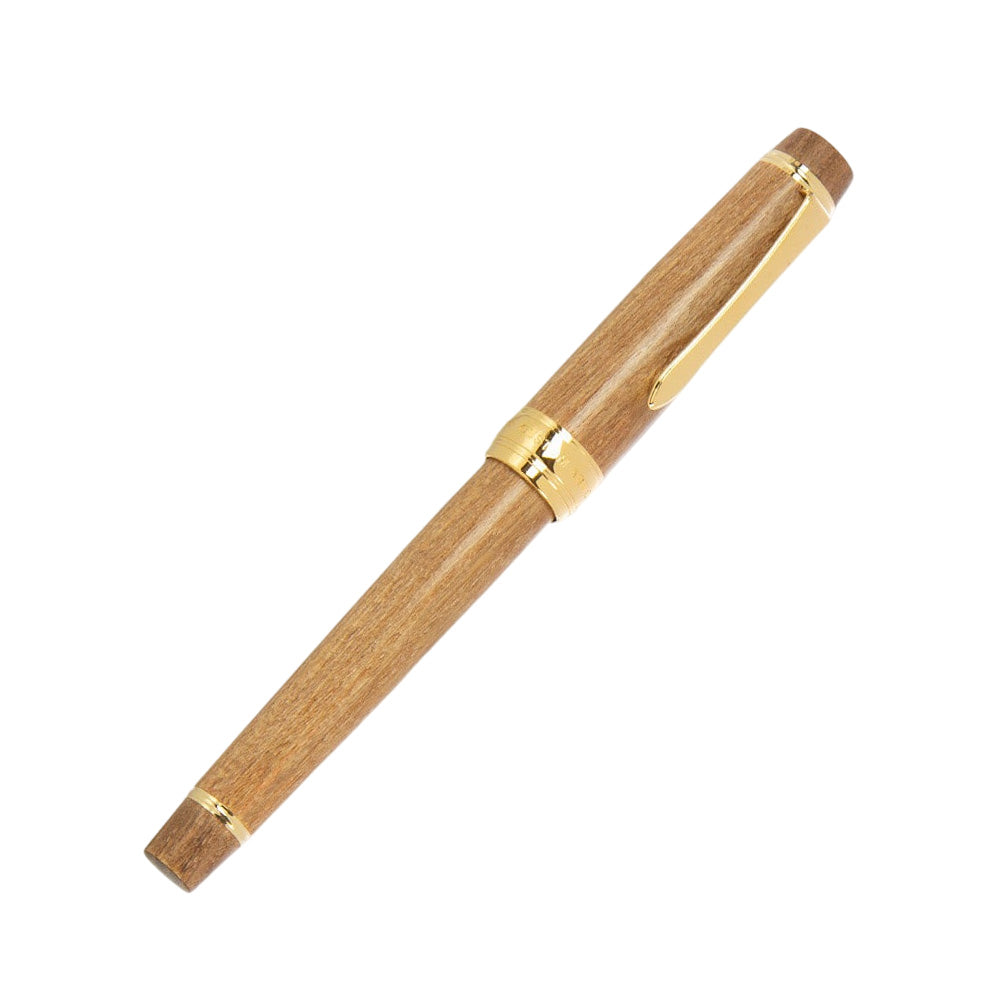 Pilot Custom Enju Brown Wood GT Fountain Pen - 18Kt Gold Broad Nib