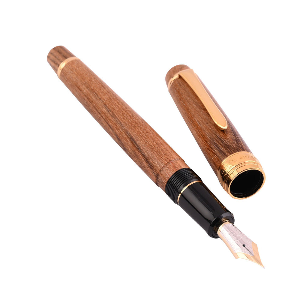 Pilot Custom Enju Brown Wood GT Fountain Pen - 18Kt Gold Fine Nib