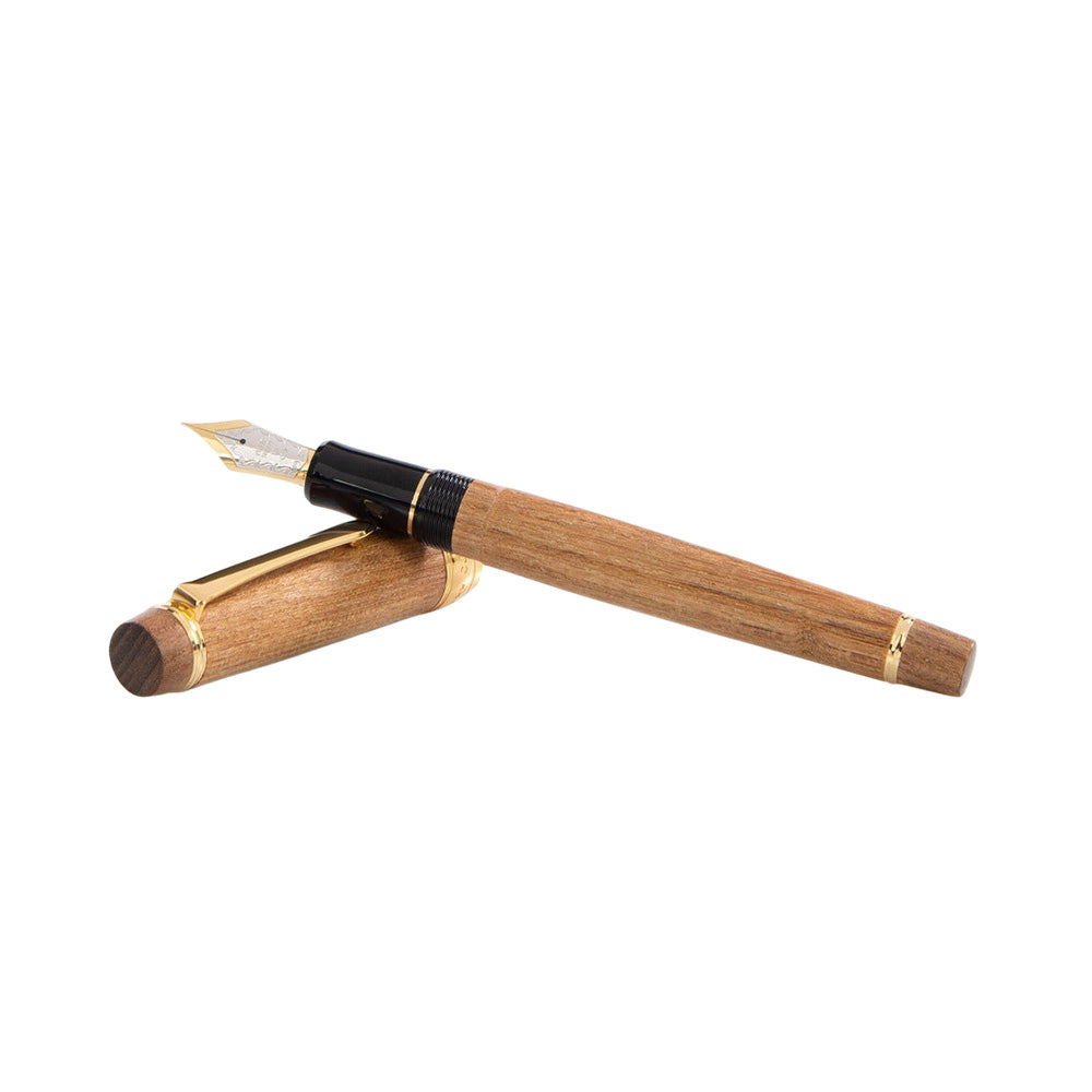 Pilot Custom Enju Brown Wood GT Fountain Pen - 18Kt Gold Fine Nib