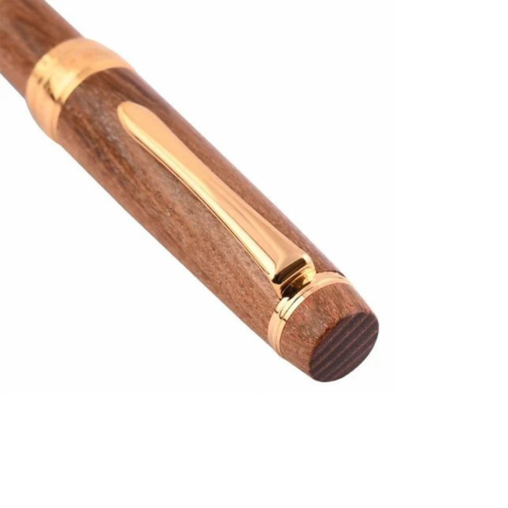 Pilot Custom Enju Brown Wood GT Fountain Pen - 18Kt Gold Fine Nib