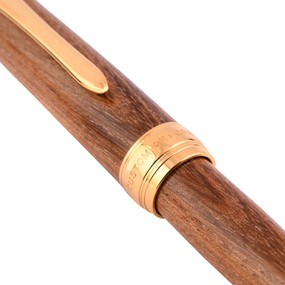 Pilot Custom Enju Brown Wood GT Fountain Pen - 18Kt Gold Fine Nib