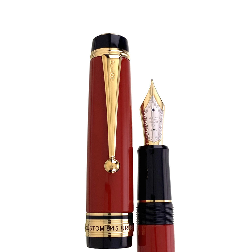 Pilot Custom 845 Vermilion Red GT Fountain Pen - 18Kt Gold Medium Nib
