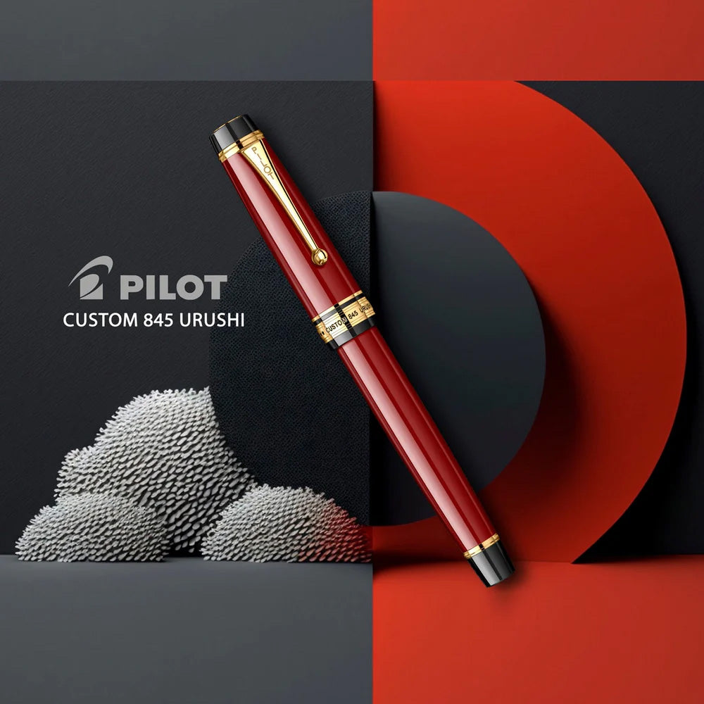Pilot Custom 845 Vermilion Red GT Fountain Pen - 18Kt Gold Fine Nib