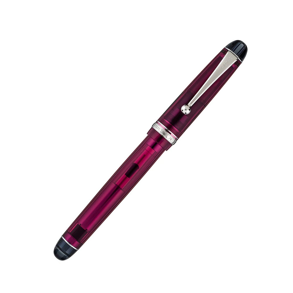 Pilot Custom 74 Tinted Wine Red CT Fountain Pen - 14Kt Gold Rhodium-Plated Broad Nib