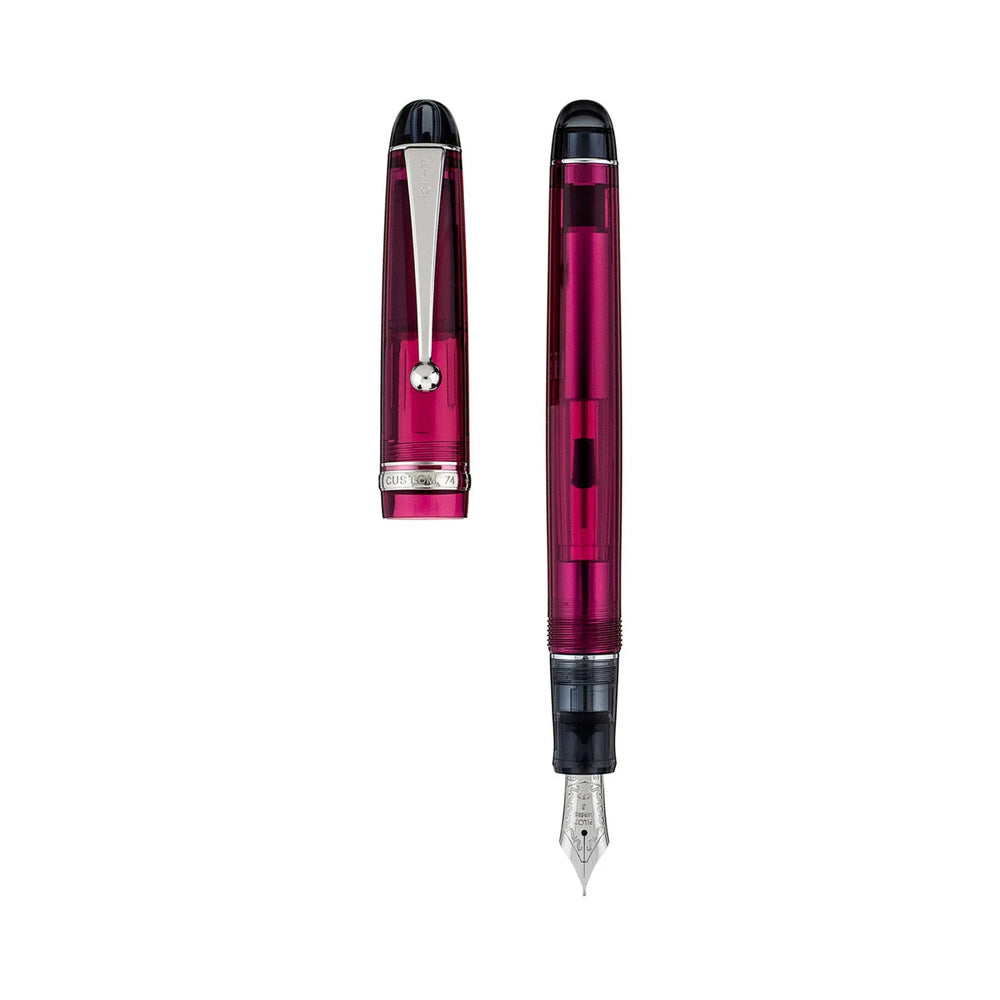 Pilot Custom 74 Tinted Wine Red CT Fountain Pen - 14Kt Gold Rhodium-Plated Extra Fine Nib