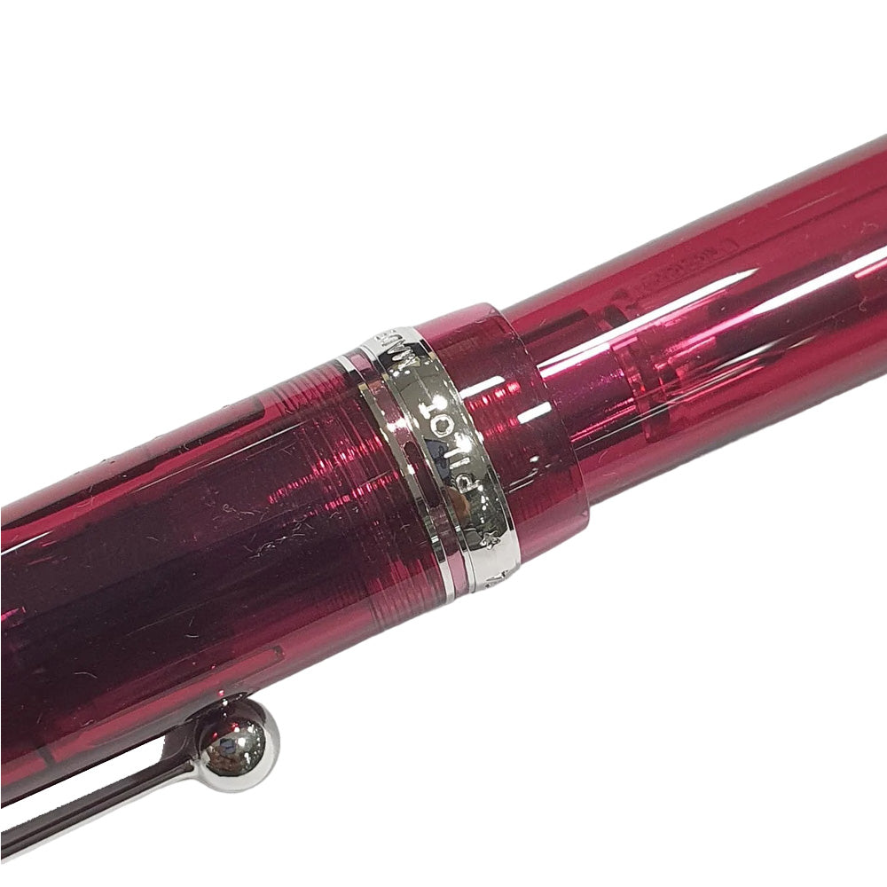 Pilot Custom 74 Tinted Wine Red CT Fountain Pen - 14Kt Gold Rhodium-Plated Broad Nib