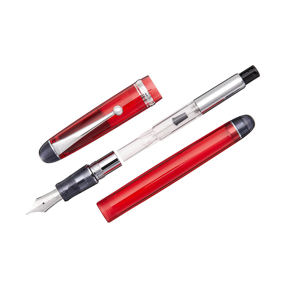 Pilot Custom 74 Tinted Red CT Fountain Pen - 14Kt Gold Rhodium-Plated Medium Nib