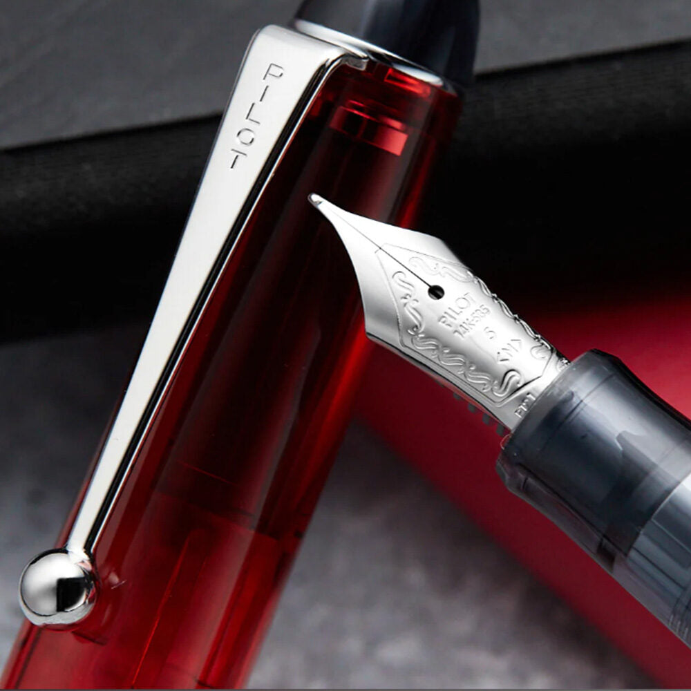 Pilot Custom 74 Tinted Red CT Fountain Pen - 14Kt Gold Rhodium-Plated Extra Fine Nib