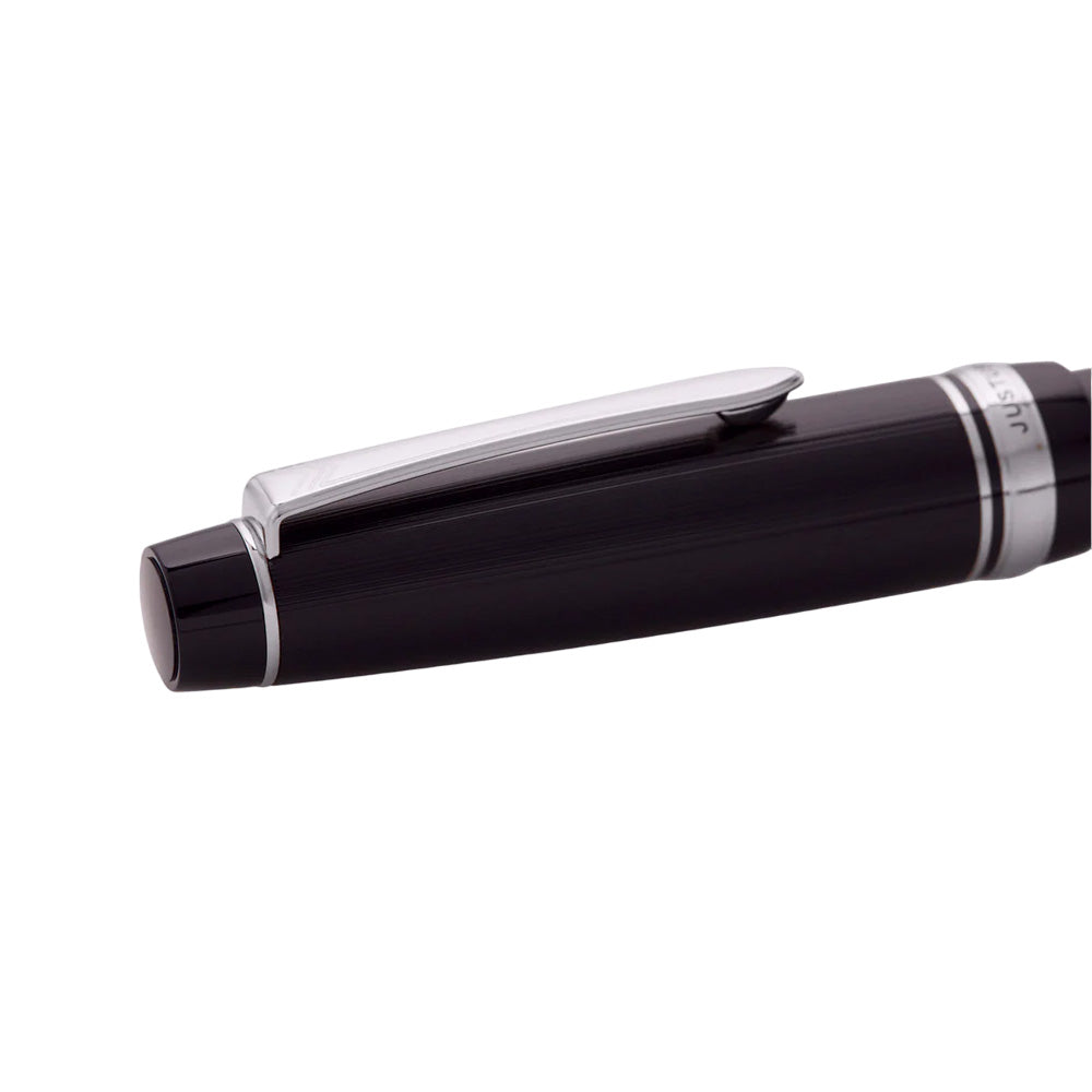 Pilot Justus 95 Stripe Black Resin with Rhodium Trim Fountain Pen - 14Kt Gold Medium Nib