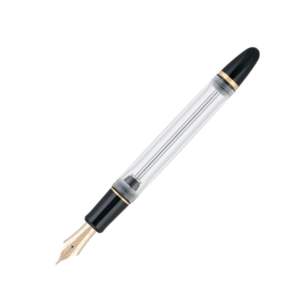 Pilot Custom 823 Transparent Clear Resin GT Fountain Pen with Black Ink Bottle  - 14Kt Gold Medium Nib
