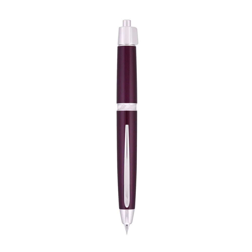 Pilot Capless LS Luxury Purple with Rhodium Trim Fountain Pen – 18Kt Gold Rhodium-Plated Fine Nib