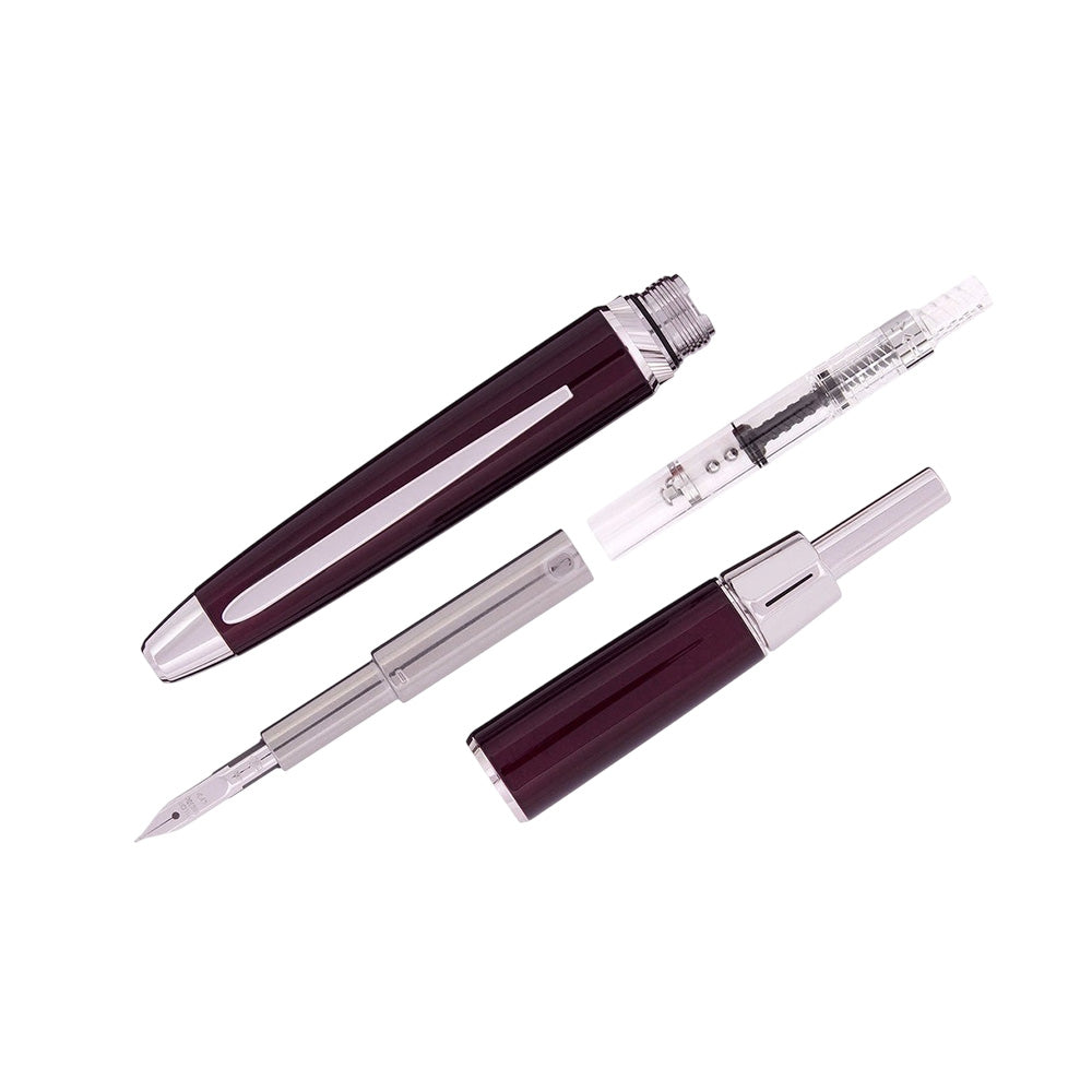 Pilot Capless LS Luxury Purple with Rhodium Trim Fountain Pen – 18Kt Gold Rhodium-Plated Fine Nib