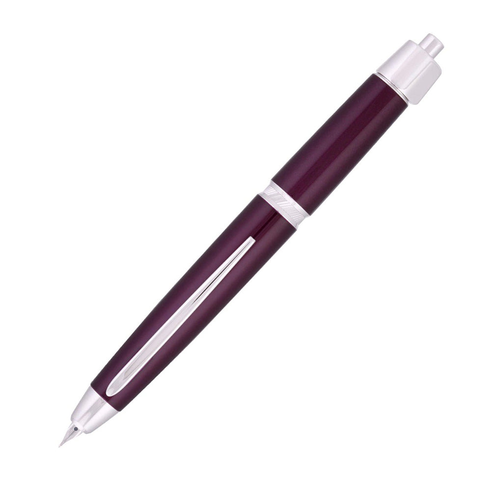 Pilot Capless LS Luxury Purple with Rhodium Trim Fountain Pen – 18Kt Gold Rhodium-Plated Medium Nib