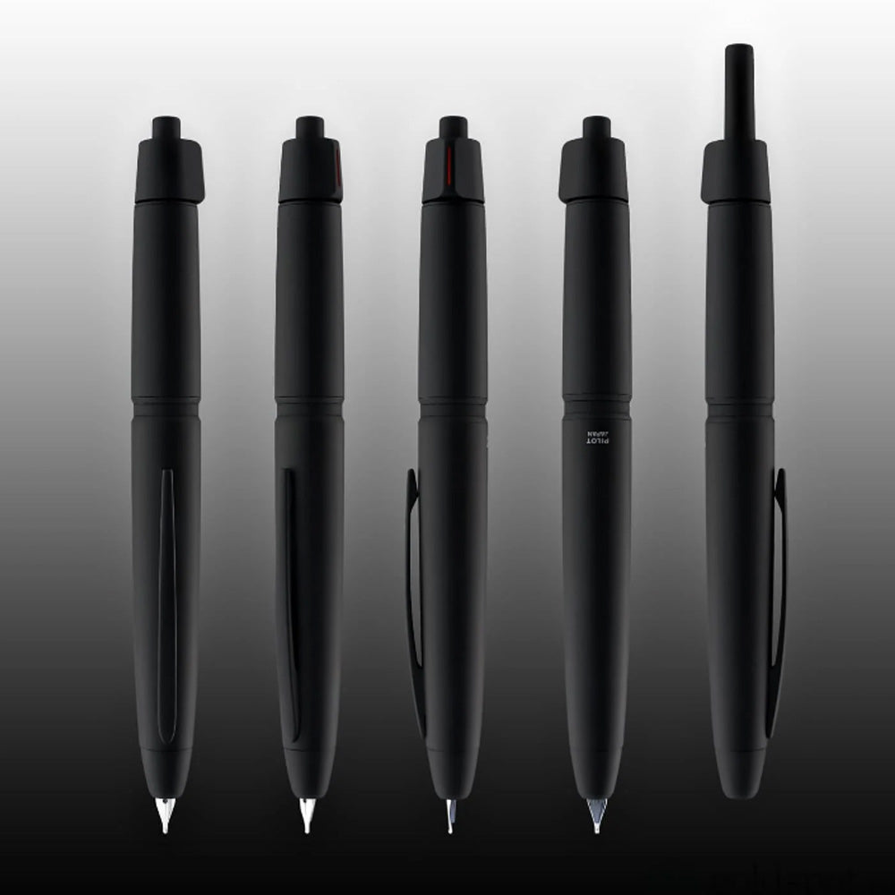 Pilot Capless LS Black Matte with Black Matte Rhodium Trim Fountain Pen – 18Kt Gold Rhodium-Plated Medium Nib