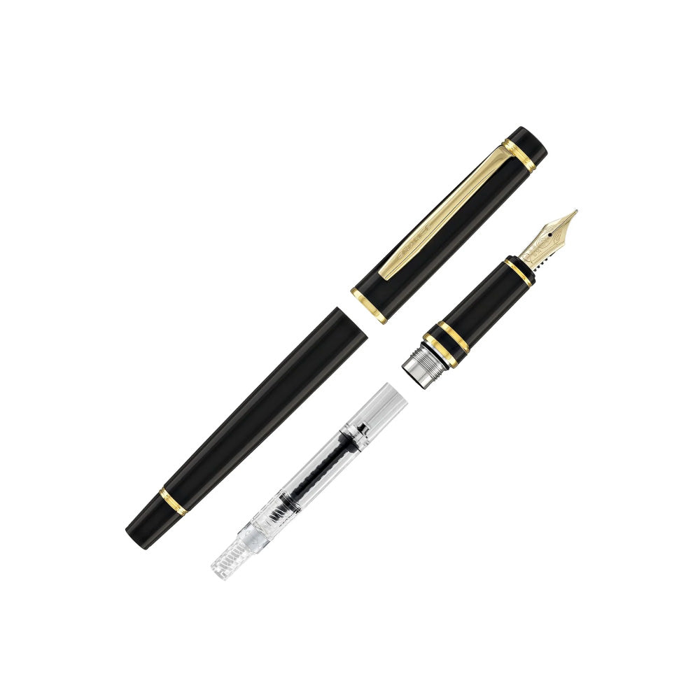 Pilot Grance Black Lacquer with Gold Trim Fountain Pen - 14Kt Gold Fine Nib