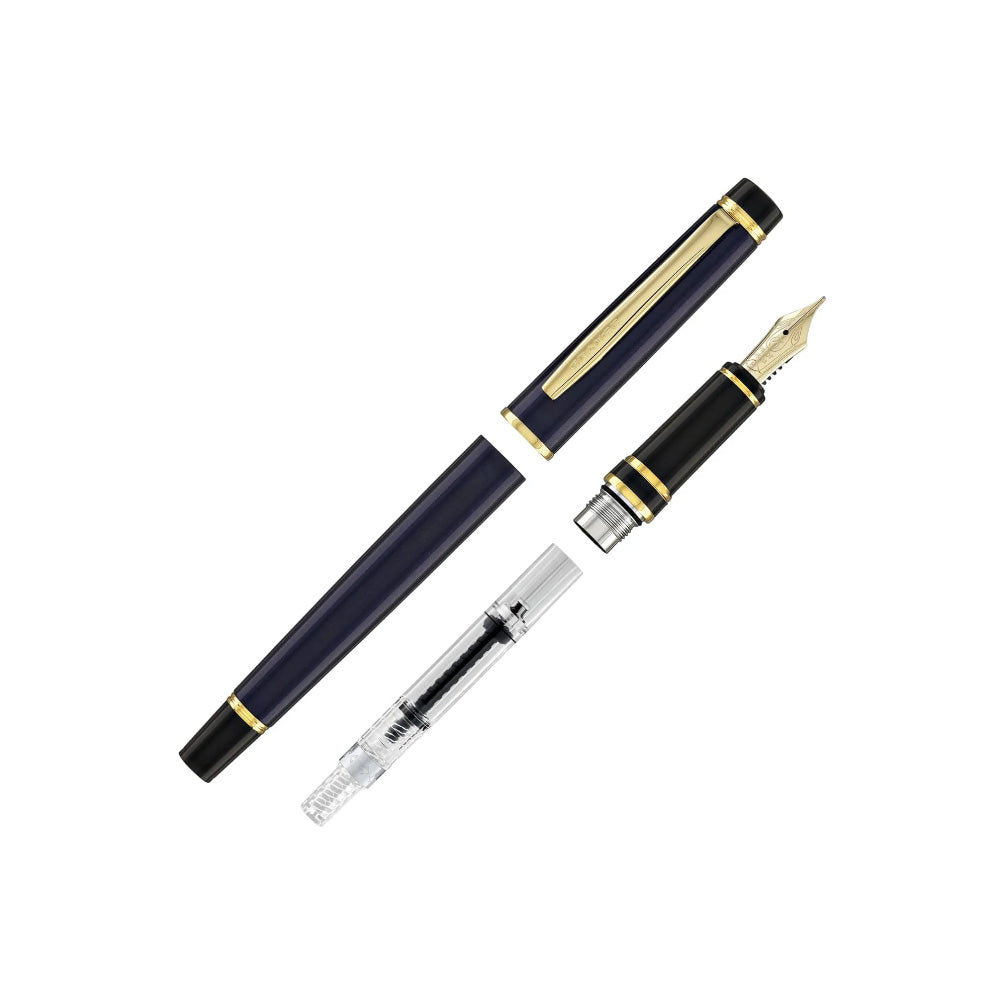 Pilot Grance Dark Blue Lacquer with Gold Trim Fountain Pen - 14Kt Gold Medium Nib