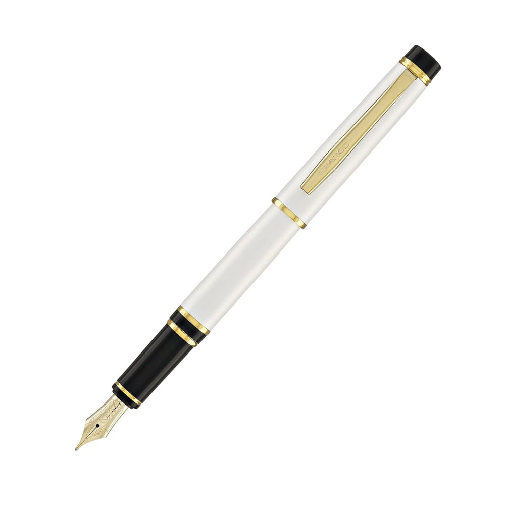 Pilot Grance Pearl White Lacquer with Gold Trim Fountain Pen - 14Kt Gold Fine Nib