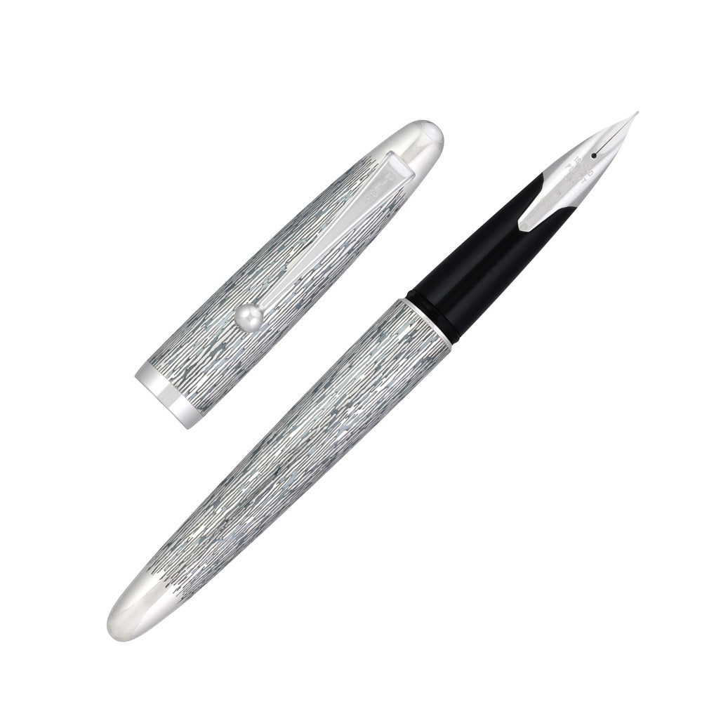 Pilot Silvern Tsumugi with Silver Trim Fountain Pen – 18Kt Gold Rhodium-Plated Fine Nib