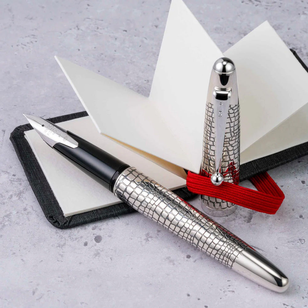 Pilot Silvern Ishidatamu with Silver Trim Fountain Pen – 18Kt Gold Rho