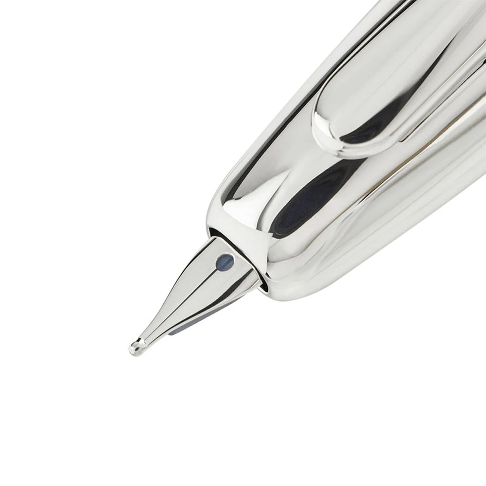 Pilot Capless Fermo Black with Chrome Trim Fountain Pen - 18Kt Gold Rhodium-Plated Medium Nib