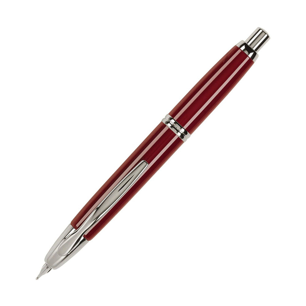 Pilot Capless Red/Rhodium RH Fountain Pen - 18Kt Gold Rhodium-Plated Fine Nib