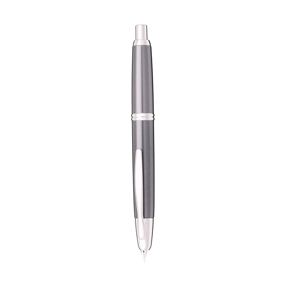 Pilot Capless Dark Gray/Rhodium RH Fountain Pen - 18Kt Gold Rhodium-Plated Fine Nib