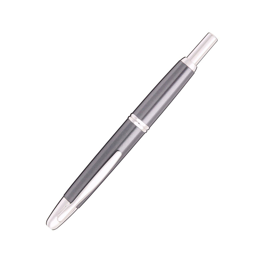 Pilot Capless Dark Gray/Rhodium RH Fountain Pen - 18Kt Gold Rhodium-Plated Medium Nib