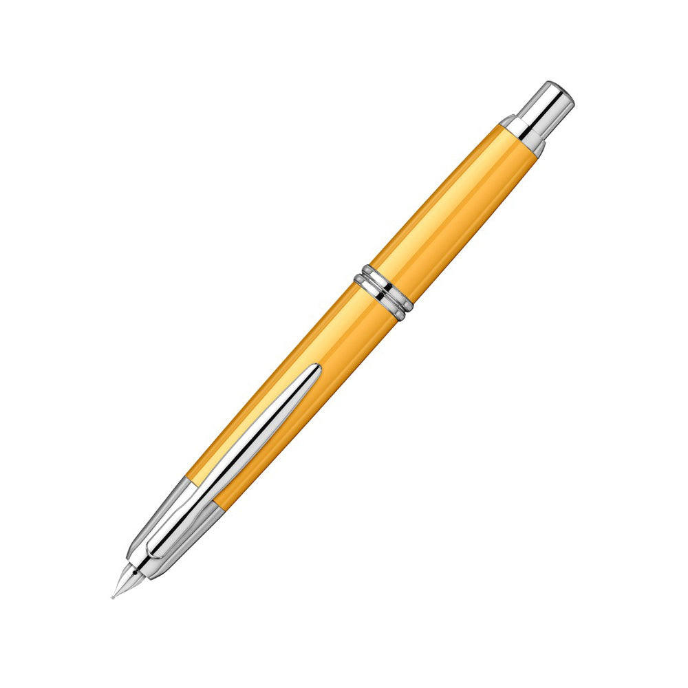 Pilot Capless Yellow/Rhodium RH Fountain Pen - 18Kt Gold Rhodium-Plated Medium Nib