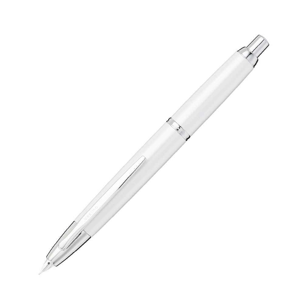 Pilot Capless White/Rhodium RH Fountain Pen - 18Kt Gold Rhodium-Plated Fine Nib