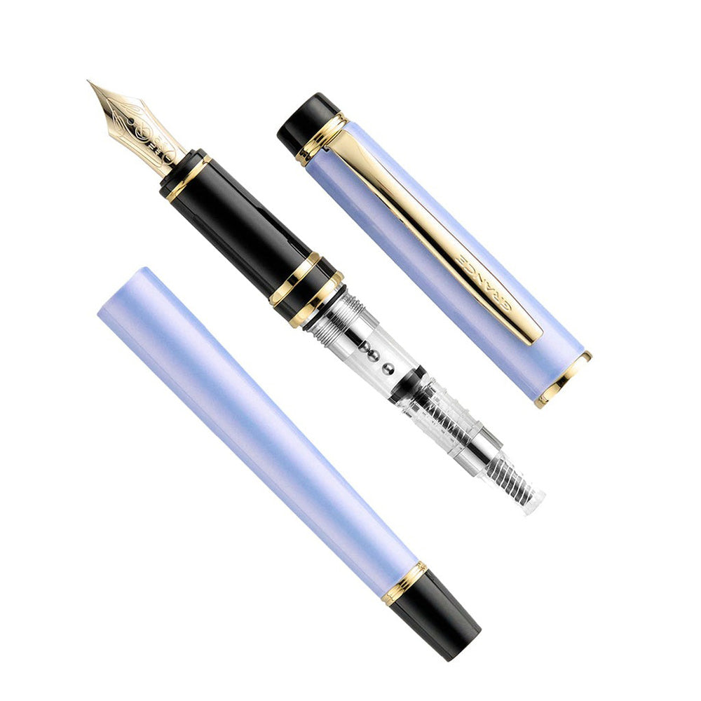 Pilot Grance Pearl Blue Lacquer with Gold Trim Fountain Pen - 14Kt Gold Fine Nib