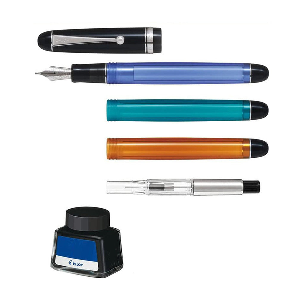 Pilot Custom 74 30th Anniversary Blue Resin CT Limited Edition Fountain Pen with 30ml Ink Bottle & CON-70 converter