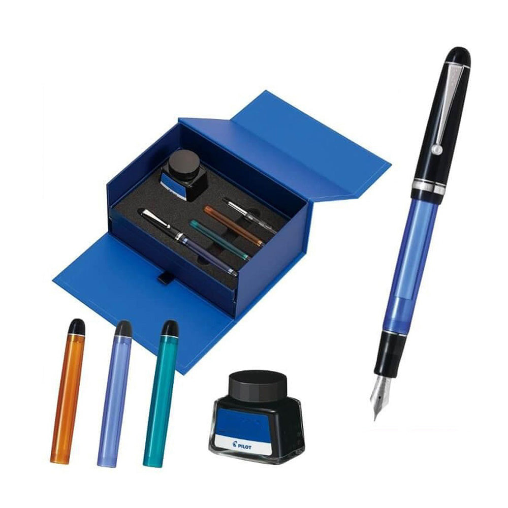 Pilot Custom 74 30th Anniversary Blue Resin CT Limited Edition Fountain Pen with 30ml Ink Bottle & CON-70 converter