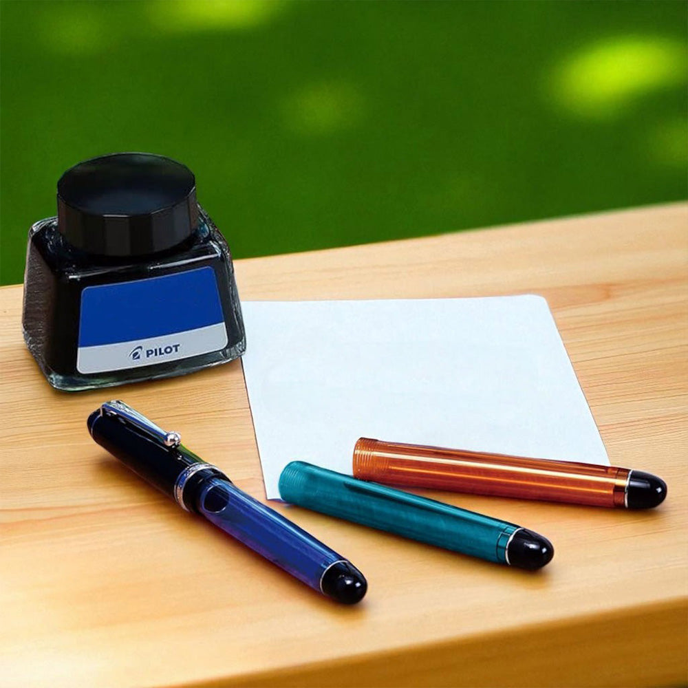 Pilot Custom 74 30th Anniversary Blue Resin CT Limited Edition Fountain Pen with 30ml Ink Bottle & CON-70 converter