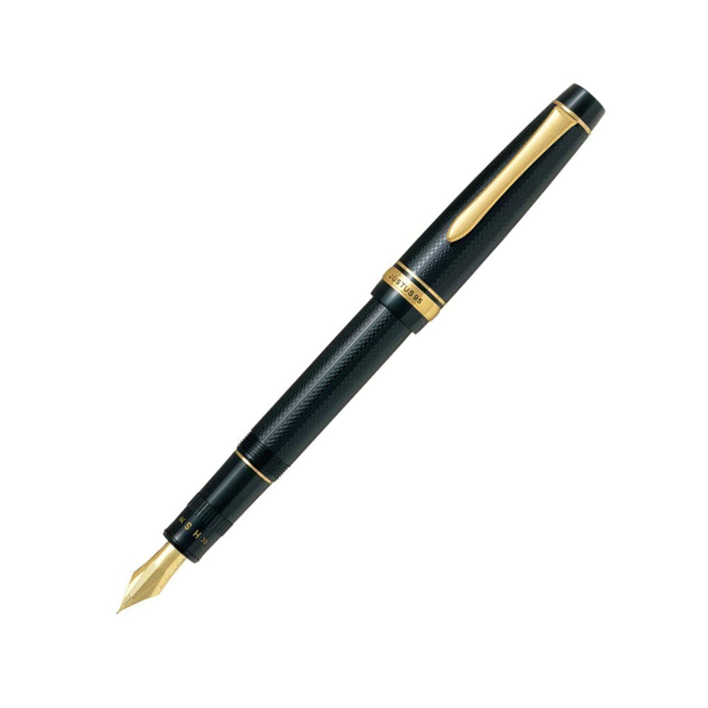 Pilot Justus 95 Net Black Gold Trim Fountain Pen - 14Kt Gold Fine-Medium Nib