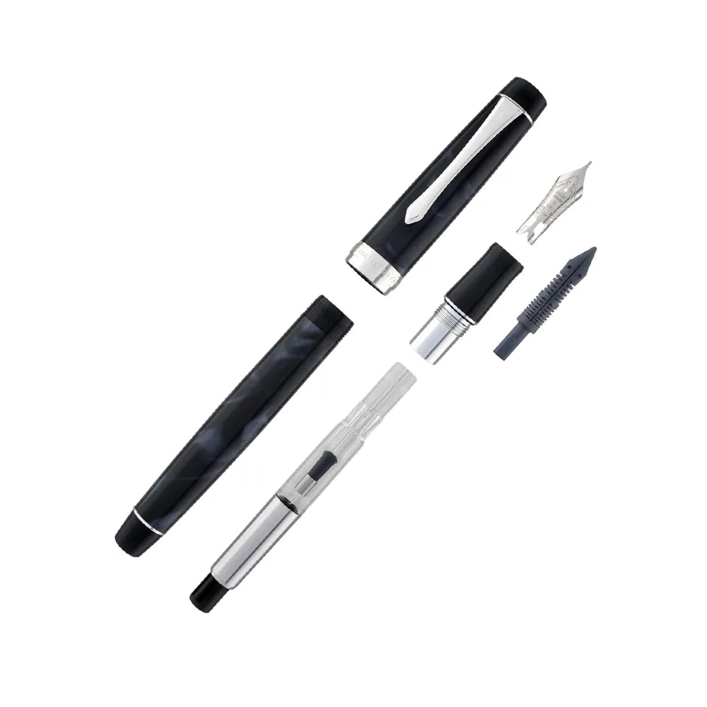 Pilot Custom Heritage SE Marble Black CT Fountain Pen - 14Kt Gold Rhodium-Plated Medium Nib